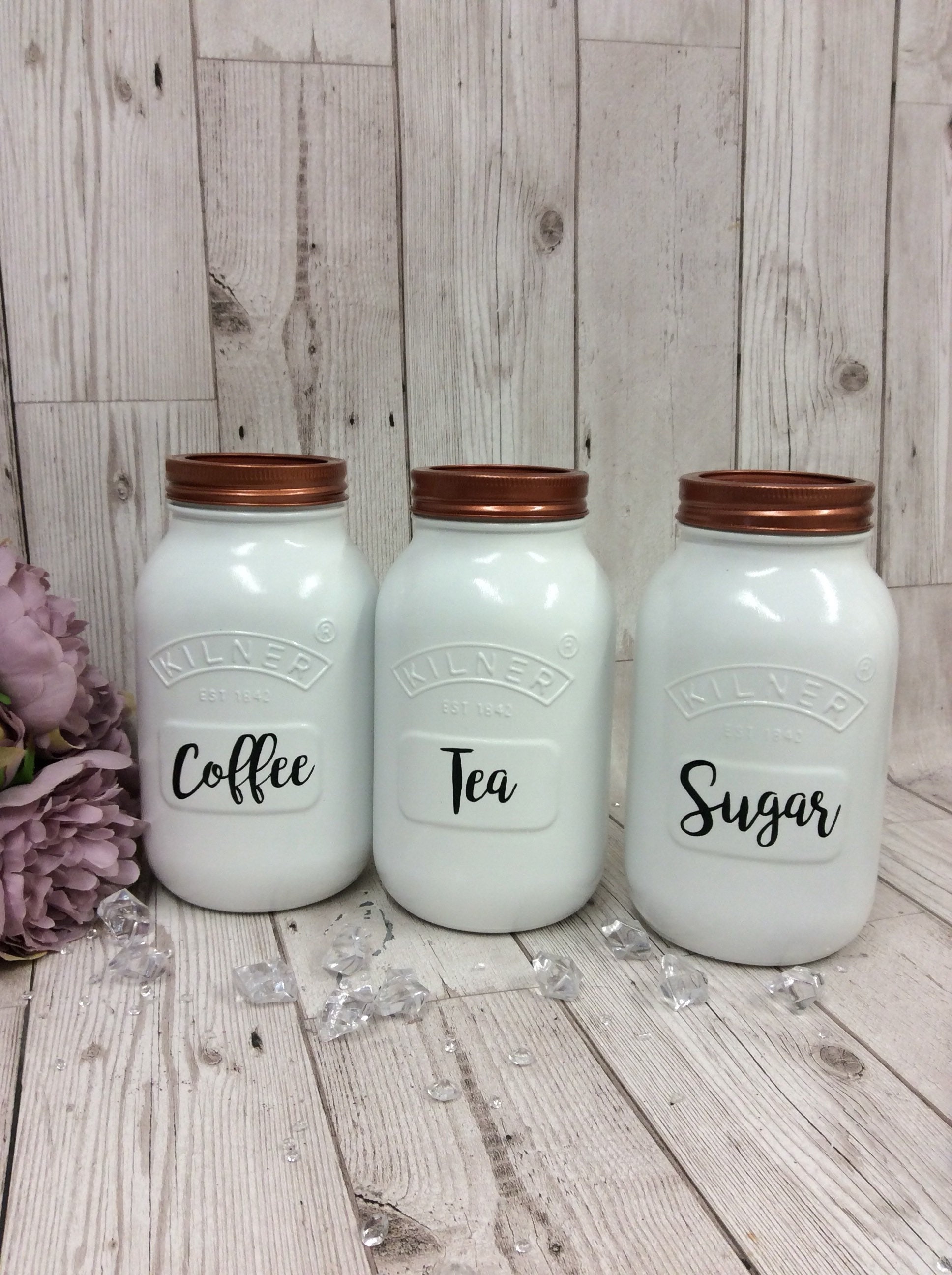 Kitchen Set Set Of 3 Glass Black Red Grey White Kilner Jar