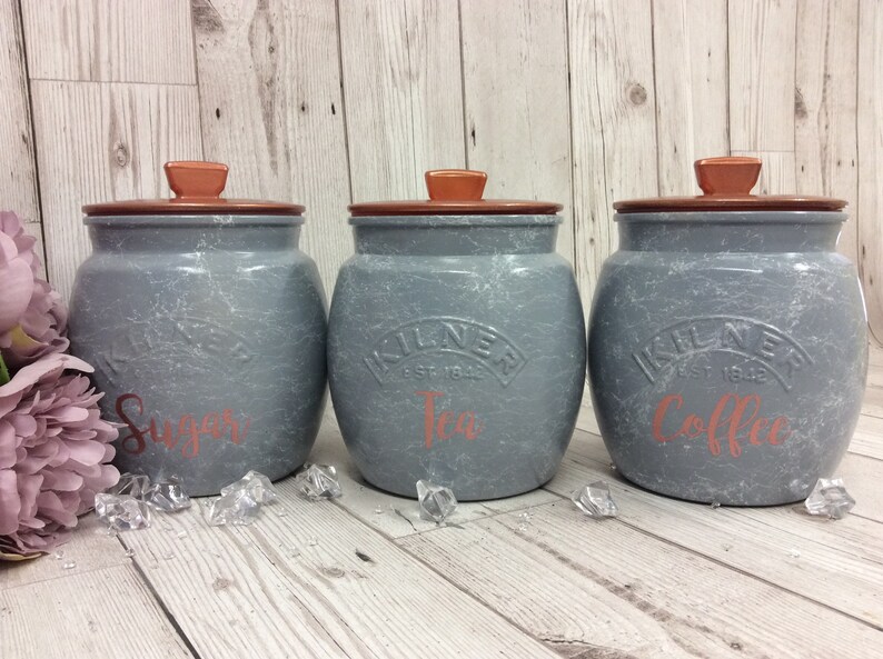 kilner tea coffee sugar jars copper