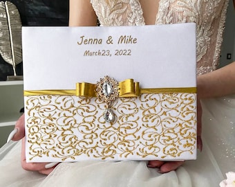 Weddings guest book White and gold weddings Personalized Guest books weddings White and gold weddings Guests book wedding White weddings