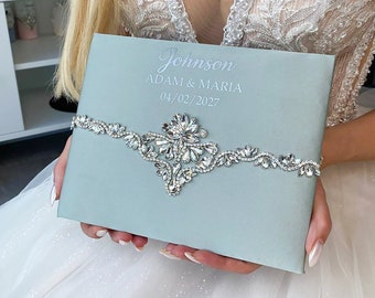Guest book wedding Sage green wedding, Personalized, Guest book Sage green and silver wedding, Custom guest book Sage green wedding, Book