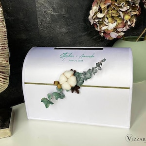 Caja de boda Boda de eucalipto, Personalizado, Caja de tarjetas Boda verde, Caja de tarjetas de boda, Caja de dinero Eucalipto seco, Regalo para pareja