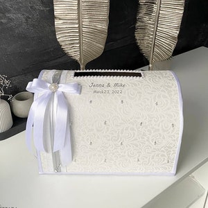 Caja de tarjetas de boda Bodas de plata, Caja personalizada, Caja de tarjetas para boda Bodas de plata, Regalo para la pareja, Caja de dinero de boda Bodas de plata