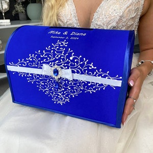 Card box Royal blue, Wedding card box Royal blue and white wedding, Personalized, Wedding box Royal blue wedding, Card box for wedding White