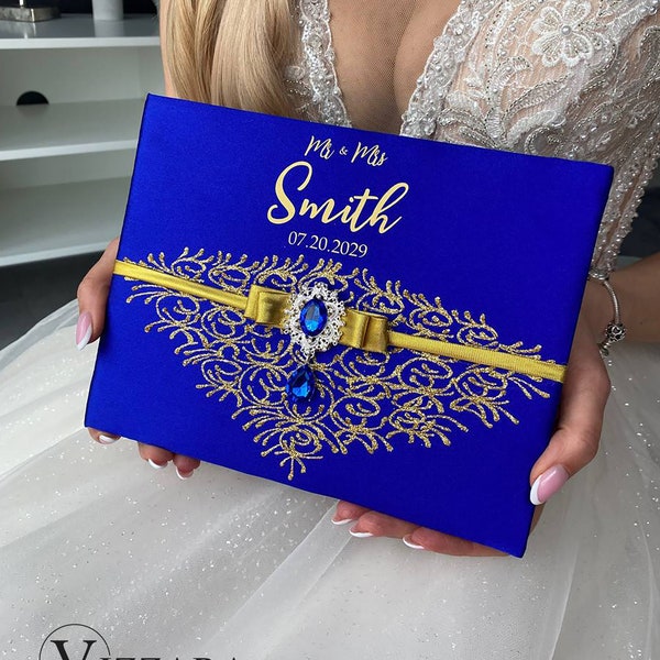 Wedding guest book Royal blue and gold wedding, Personalized, Royal blue guest book, Royal blue and gold guest book, Guest book Royal blue
