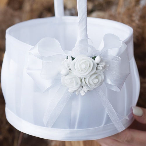 Flowers Girls Baskets Blush Wedding Basket Flower Girl Blush Etsy