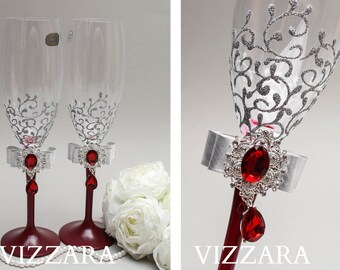 Burgundy And Silver Etsy