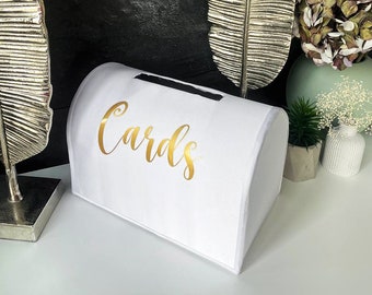 Card box White wedding, Wedding card box White and gold wedding, Money box White wedding, Gift card box, Custom wedding gift, White card box