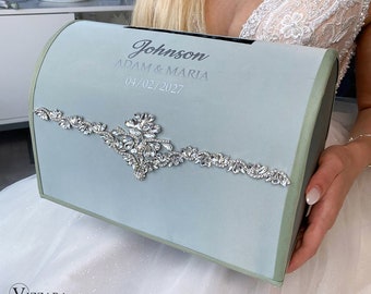 Card box wedding Sage green wedding, Personalized, Wedding card box Sage green wedding, Money box Sage green wedding, Wedding box Sage green