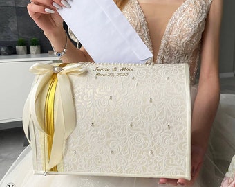 Card box Ivory wedding, Personalized box, Wedding box Ivory wedding, Card box for wedding Ivory wedding, Gift for Couples, Money box Ivory