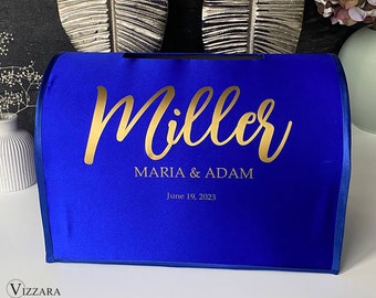 Caja de tarjetas de boda Boda azul real y oro, Personalizada, Caja de tarjetas Boda azul real, Caja de boda Azul real, Regalos para la pareja, Regalo