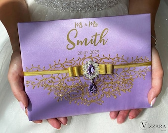 Wedding guest book Lavender and gold wedding, Personalized, Guest book Lavender wedding, Wedding book Lavender wedding, Gifts for the Couple