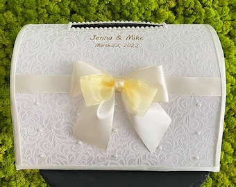 Wedding box Ivory wedding, Personalized, Wedding card box Ivory wedding, Card box for wedding Ivory wedding, Card box, Card box with slot