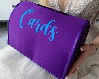 Card box Purple wedding, Wedding card box Purple wedding, Money box Purple, Wedding box Purple and turquoise, Card box for wedding Purple