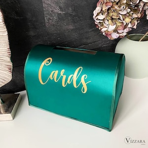 Caja de tarjetas para boda verde esmeralda, Caja de boda para boda verde esmeralda, Caja de tarjetas para boda boda verde, Hucha verde esmeralda, Regalo para pareja