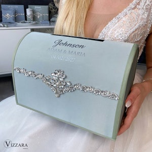 Caja para tarjetas de boda boda verde salvia, Personalizada, Caja para tarjetas de boda boda verde salvia, Hucha boda verde salvia, Caja para boda verde salvia