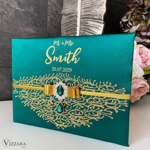Emerald Green guest book, Wedding guest book Emerald and gold wedding, Personalized, Guest book wedding Gold and green wedding, Wedding gift