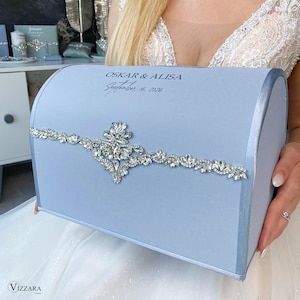 Caja para tarjetas de boda Boda azul polvoriento, Personalizada, Caja para tarjetas de boda Boda azul polvoriento, Hucha Boda azul polvoriento, Caja para boda Azul polvoriento
