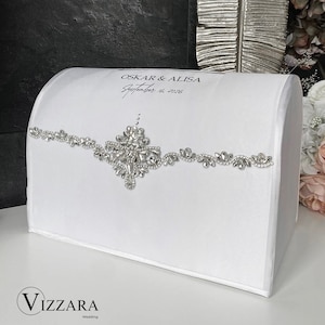 Card box White wedding, Personalized, Wedding Box Rhinestones, Money box, White card box, Card box for wedding, Envelope box wedding White