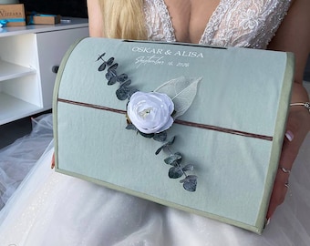 Wedding box Sage green wedding, Personalized box, Card box Sage green wedding, Money box Eucalyptus Minimalist wedding, Anniversary gift