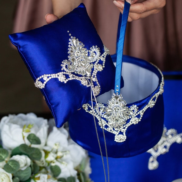 Royal blue flower girl basket Flower girl basket royal blue Royal blue wedding Flowers girls baskets Royal blue weddings Basket flower girls