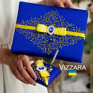 Wedding guest book Royal blue and yellow wedding, Personalized, Guest book Royal blue and yellow wedding, Gifts for the Couple,Wedding decor image 8