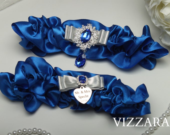 Wedding Garter Belts Royal Blue and Silver Wedding Royal Blue Etsy