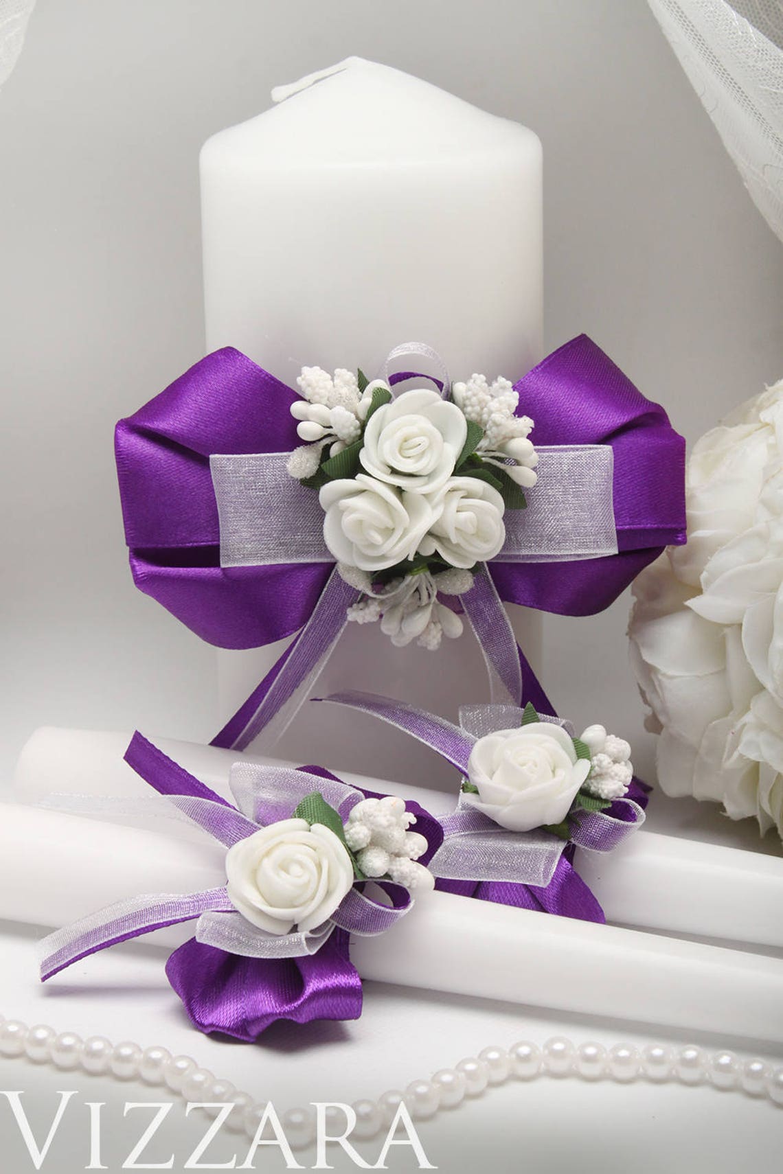 Unity candle Purple wedding Unity candle alternatives Purple Etsy