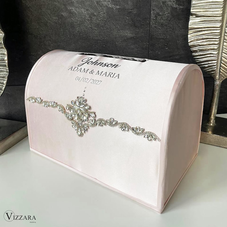 Wedding Box Pink Blush Wedding, Personalized Card Box, Card Box Pink ...