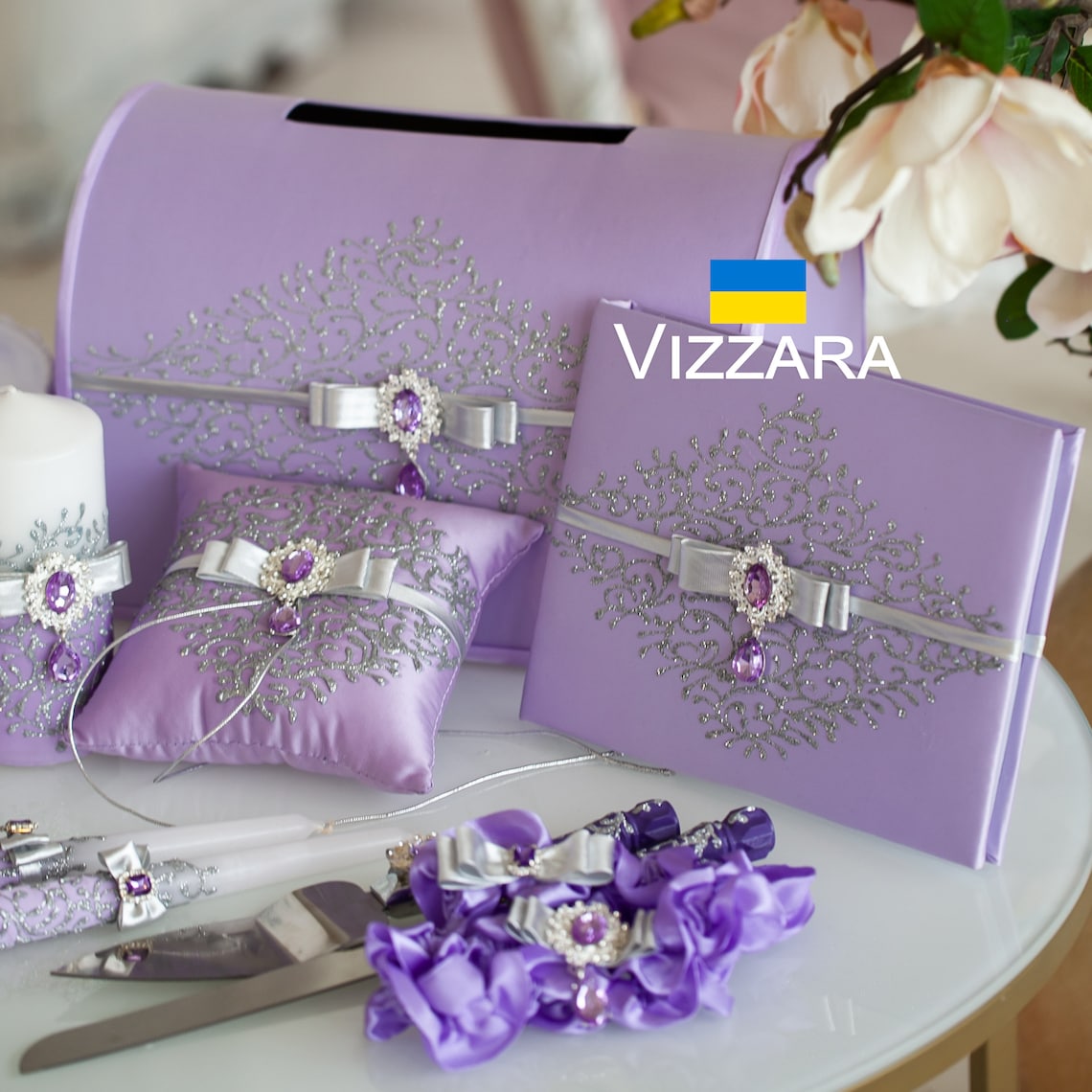 Cards box wedding Lavender and silver weddings Personalized image 1