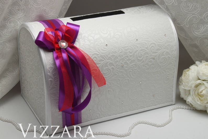 Wedding envelope box Purple weddings Wedding gift box for Etsy