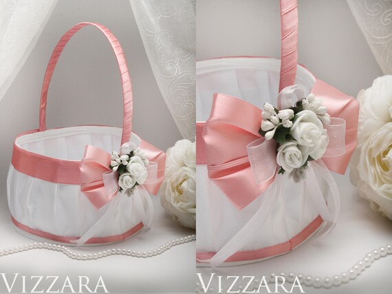 pink flower girl basket