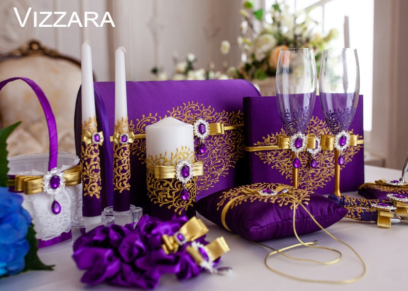 Plates for Wedding Purple and Gold Weddings Personalized Etsy