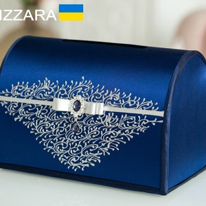 Сard box wedding Navy blue and silver wedding Personalized Box wedding card Navy blue and silver wedding Cards box wedding Navy blue wedding