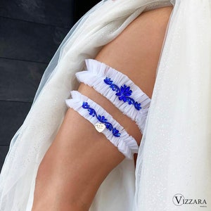 Strumpfband 2er-Set Königsblaue Hochzeit, personalisiertes Strumpfband, Braut strumpfband Königsblaue Hochzeit, Strumpfband für Braut Blaue
