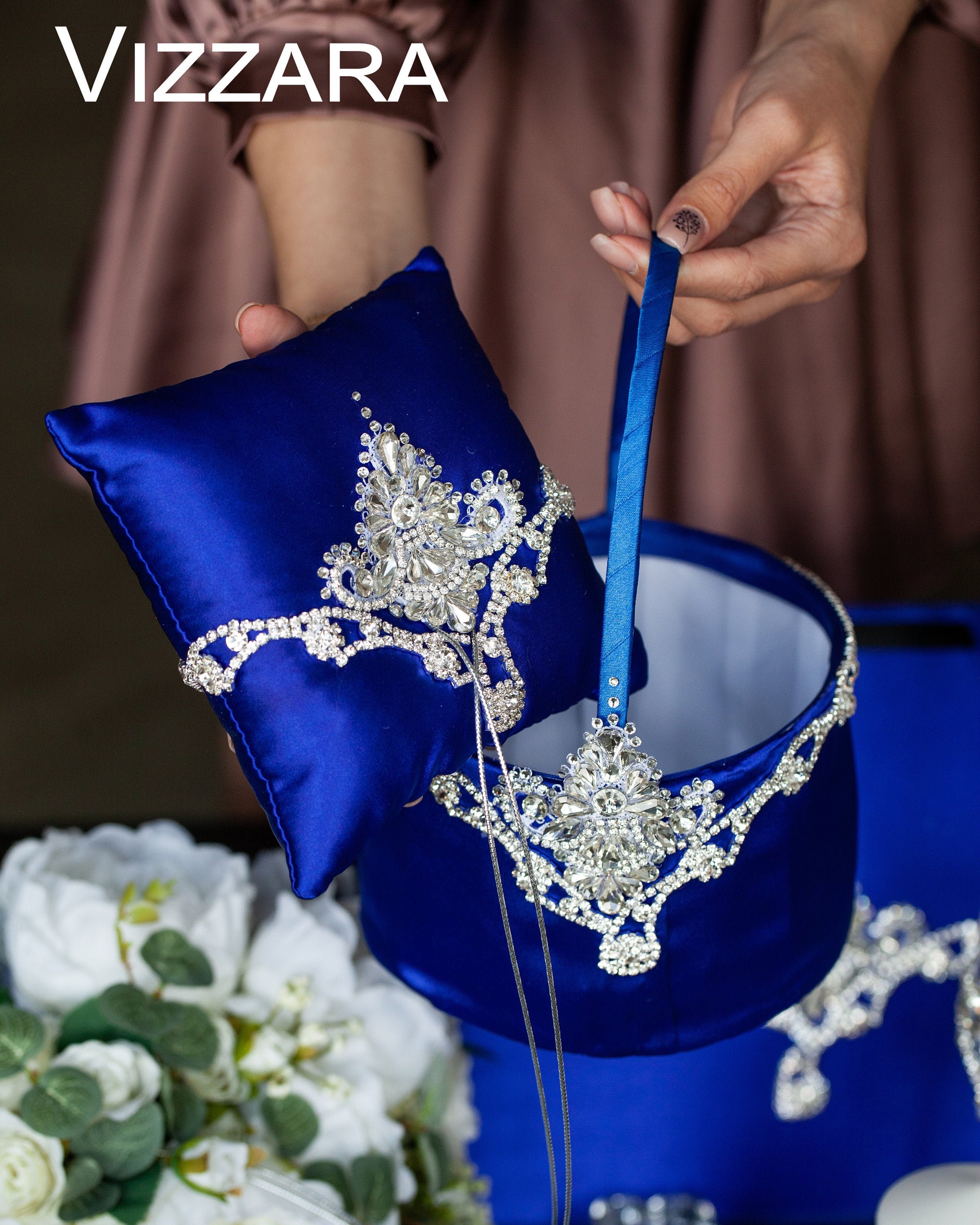 Flowers Girls Baskets Royal Blue Weddings Basket Flower Girls Etsy UK