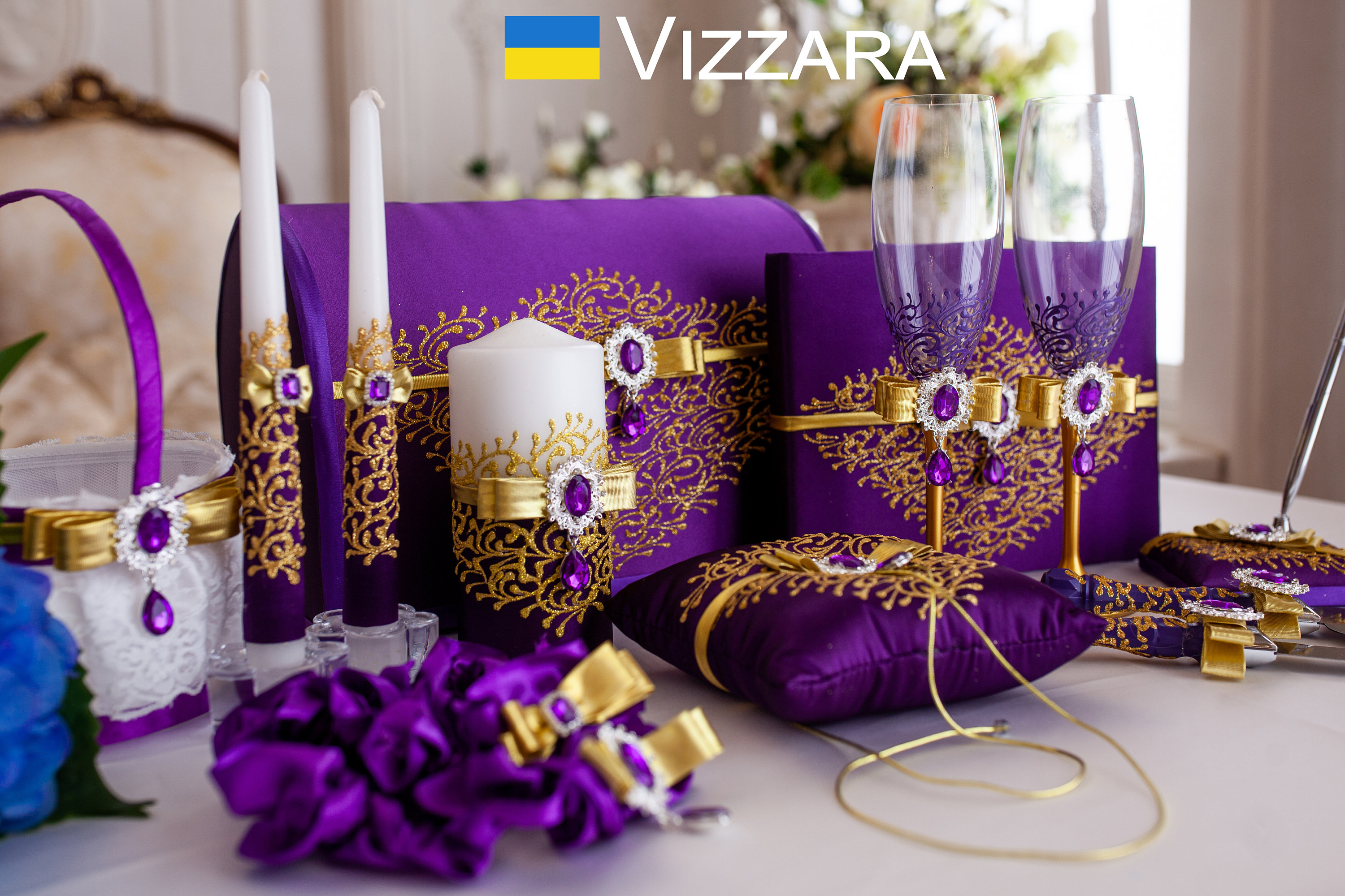 Purple and sale gold wedding