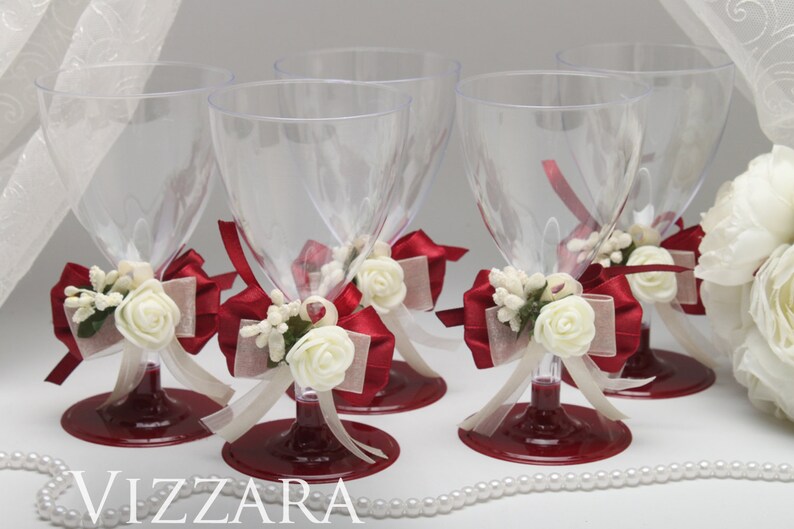 Plastic Wine Glasses Burgundy Wedding Plastic Wine Glass Etsy