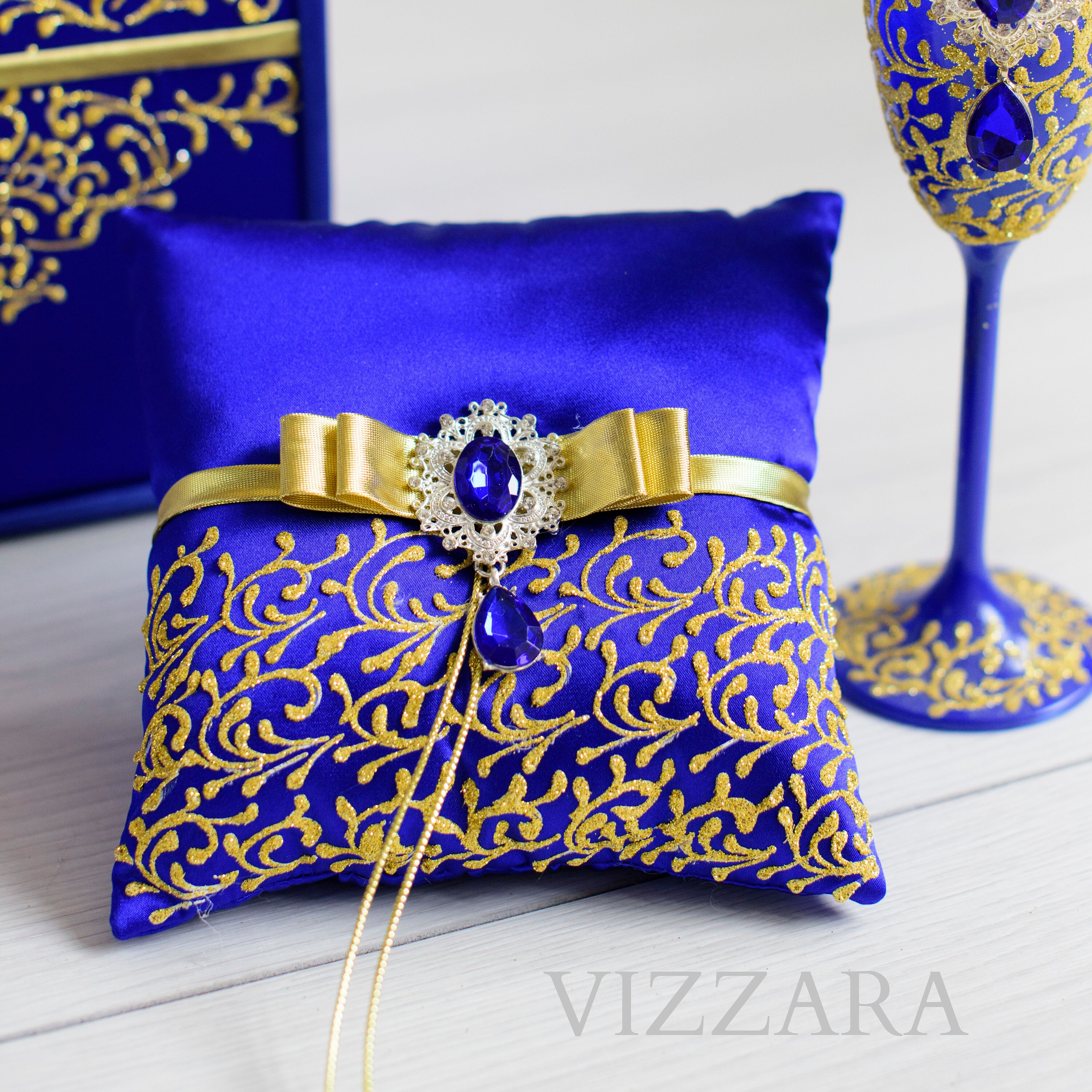 Ring bearer pillows Royal blue wedding Ring bearer pillow Etsy