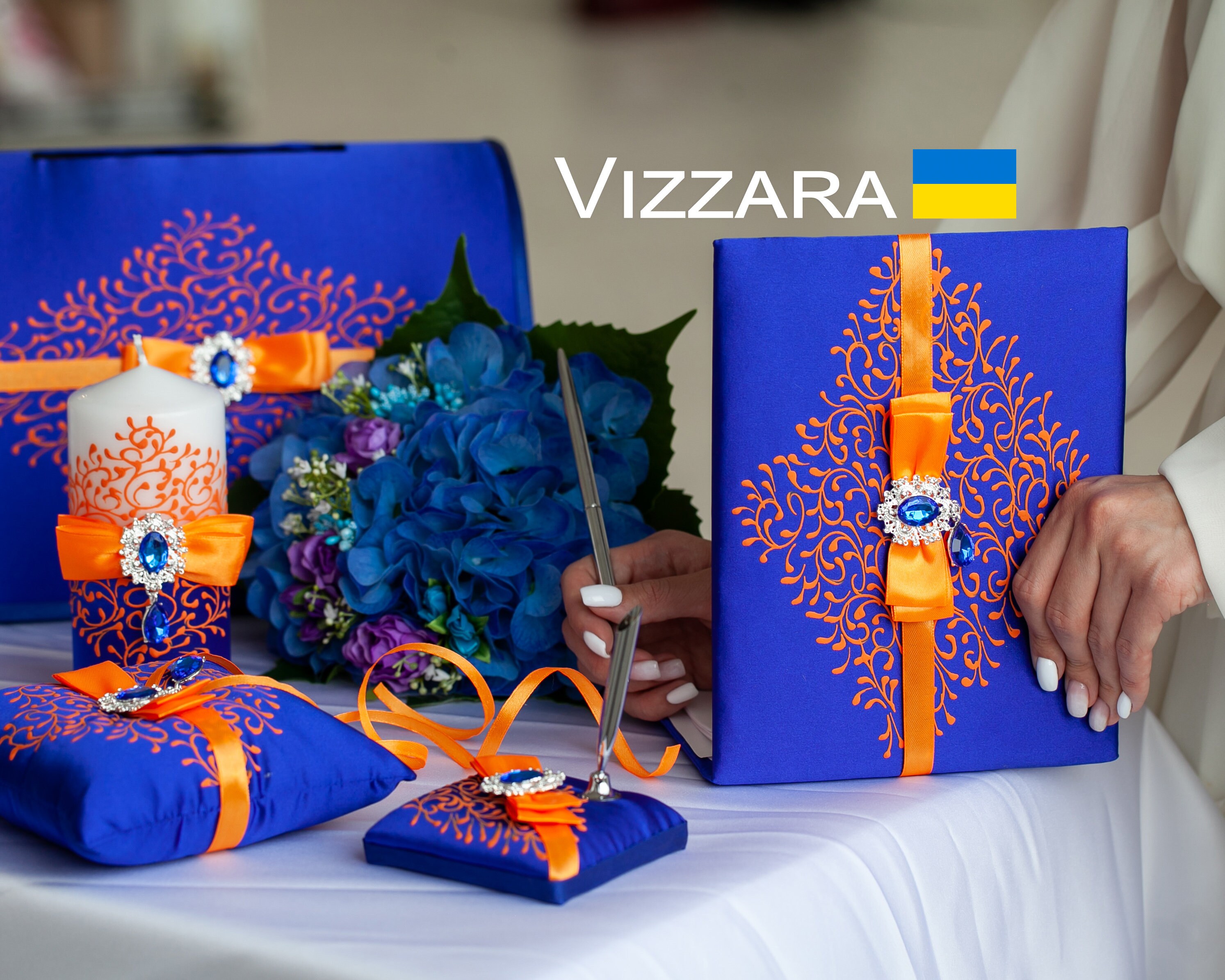 Livre D Or Mariage Mariage Bleu Roi Et Orange Livre Etsy France