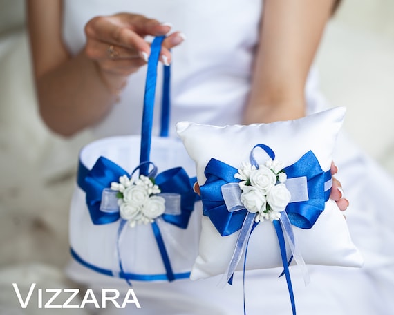 Royal blue top ring bearer pillow