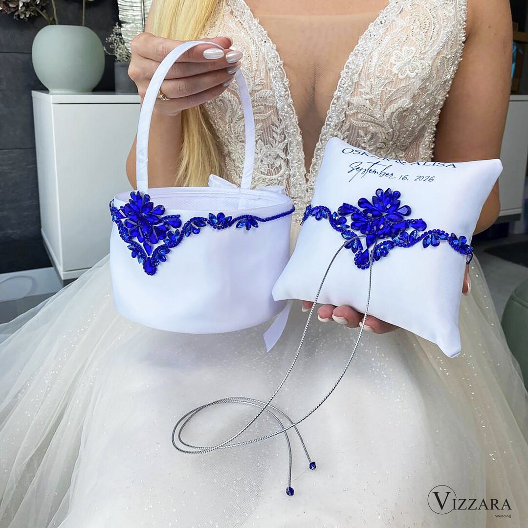 thumbnail interactive-video image 1 of Sgqtqybk Flower Girl Basket And Ring Bearer Pillows 1 of 1