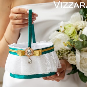 Flowers girls baskets Teal and gold weddings Basket flower girls Teal and gold wedding Flower girl basket Teal and gold weddings