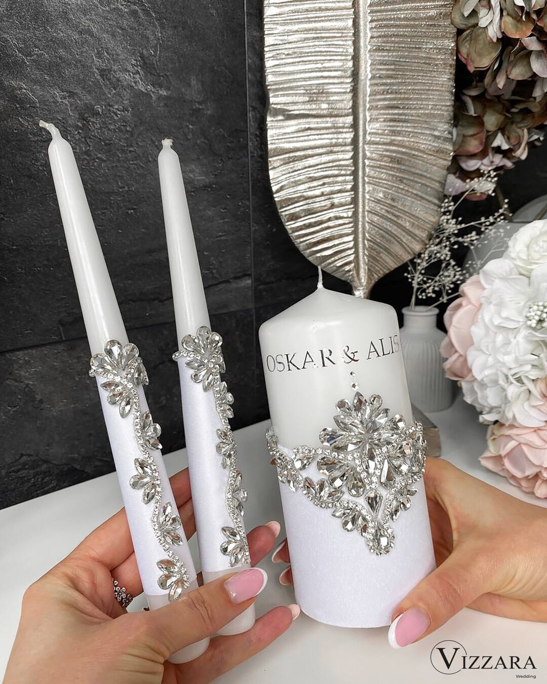 Wedding Candles White Wedding Personalized Candle Unity Etsy