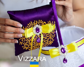 Ring bearer pillow Purple and yellow weddings Personalized Ring bearers pillow Purple and yellow weddings Pillow ring bearer Purple weddings