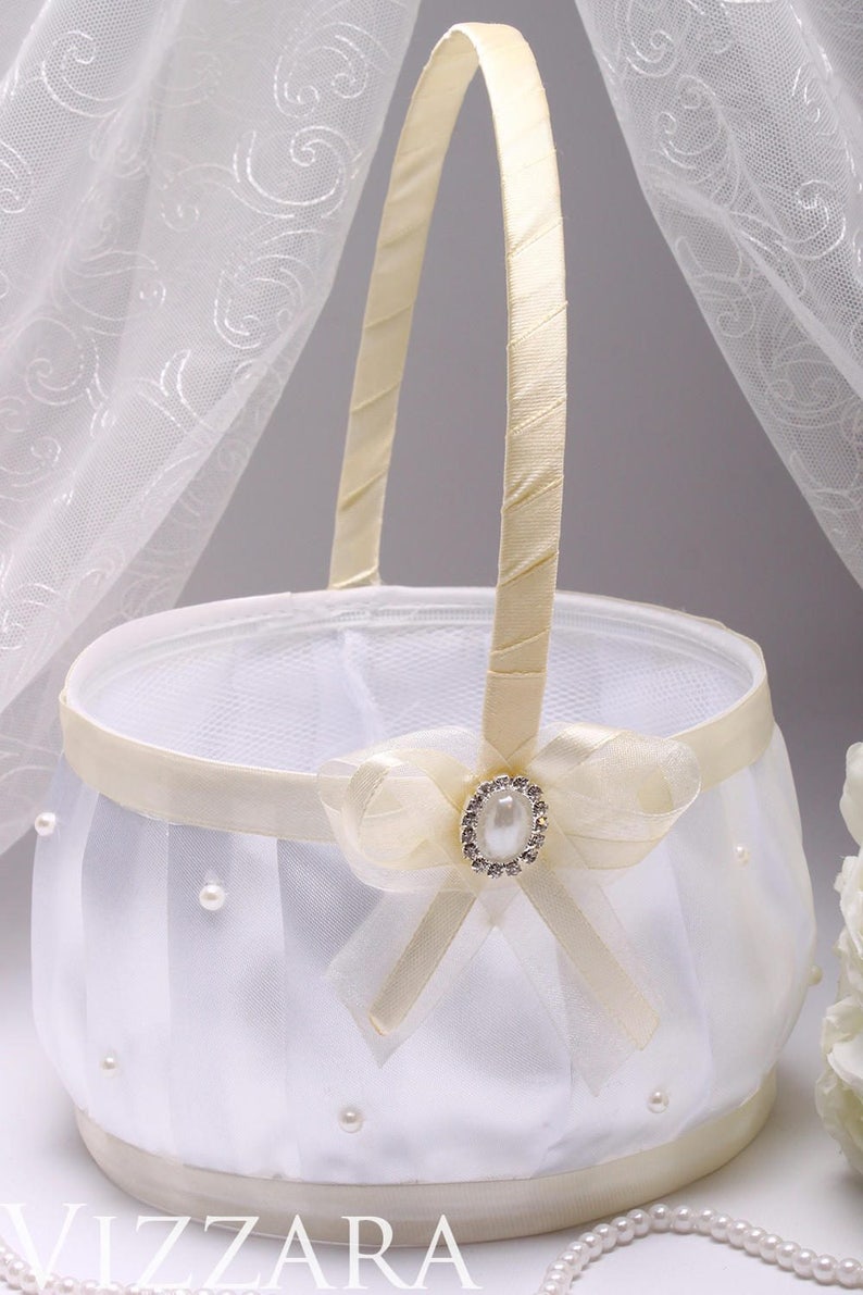 Wedding flower set girl basket Lace Blush Pearl Wedding Etsy