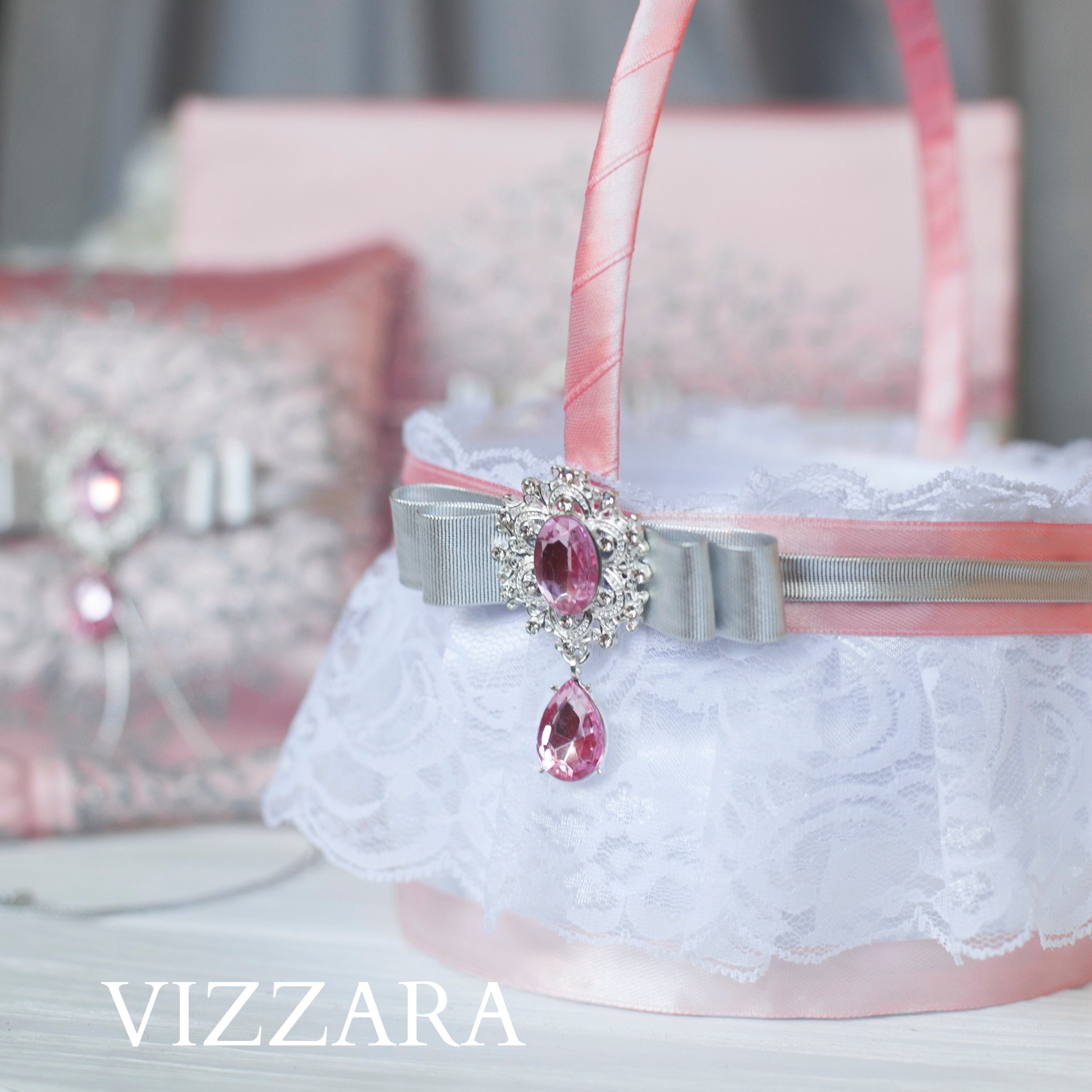 Flower girls basket Pink weddings Flower girl basket ideas Etsy