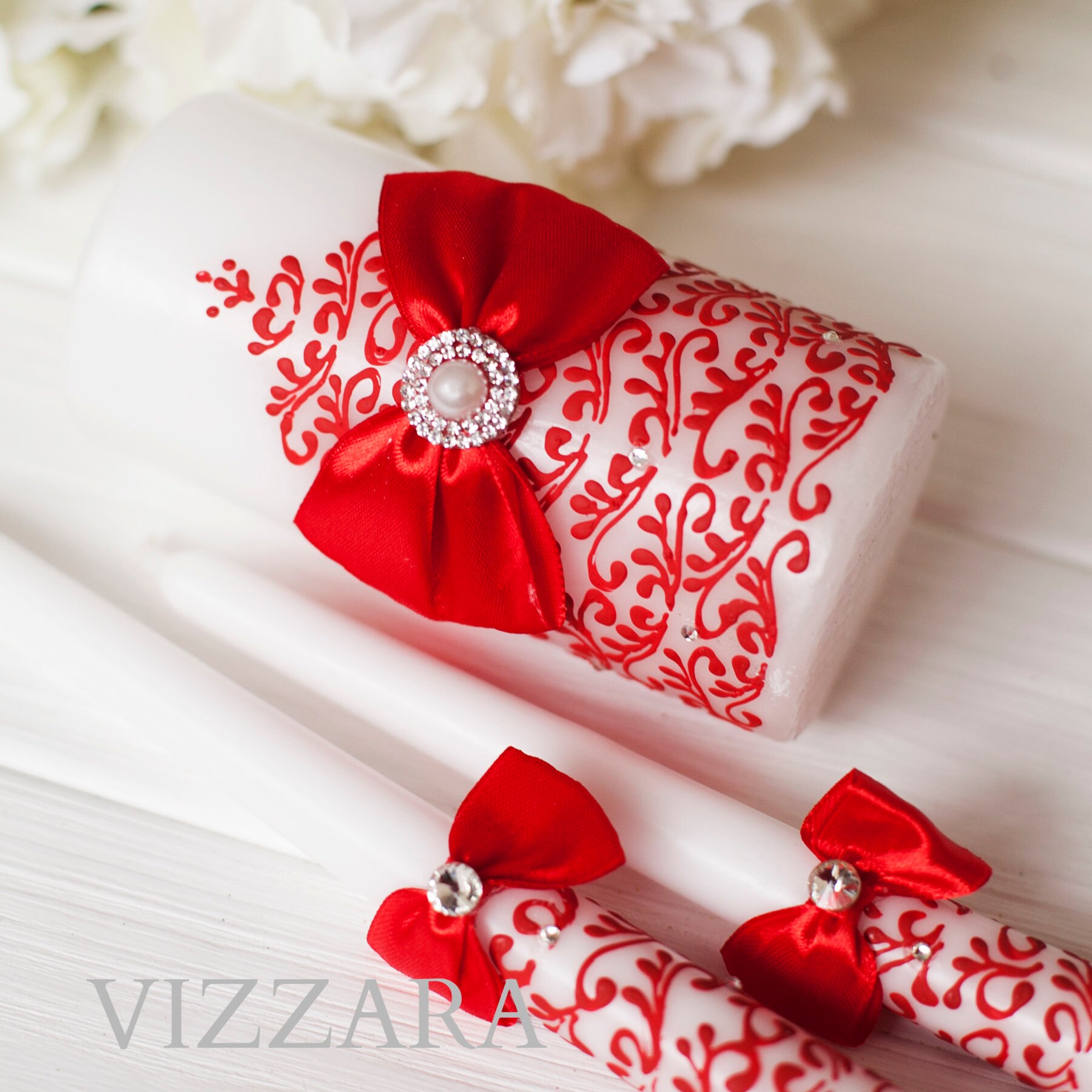 Personalized unity candle RED Unity Ceremony Set Unity candle Etsy