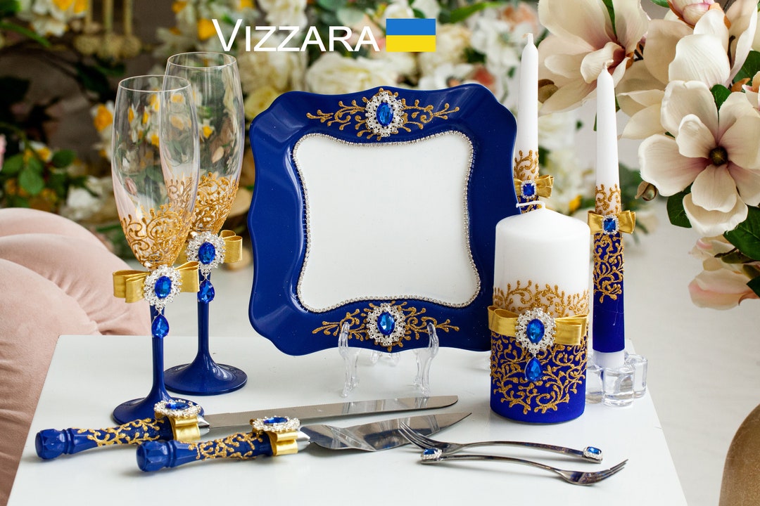 Plates for Wedding Royal Blue and Gold Weddings Personalized Weddings ...