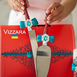 Сake servers Сoral and teal wedding Personalized Сake cutting sets Сoral and teal wedding Сake server set сoral and teal weddings