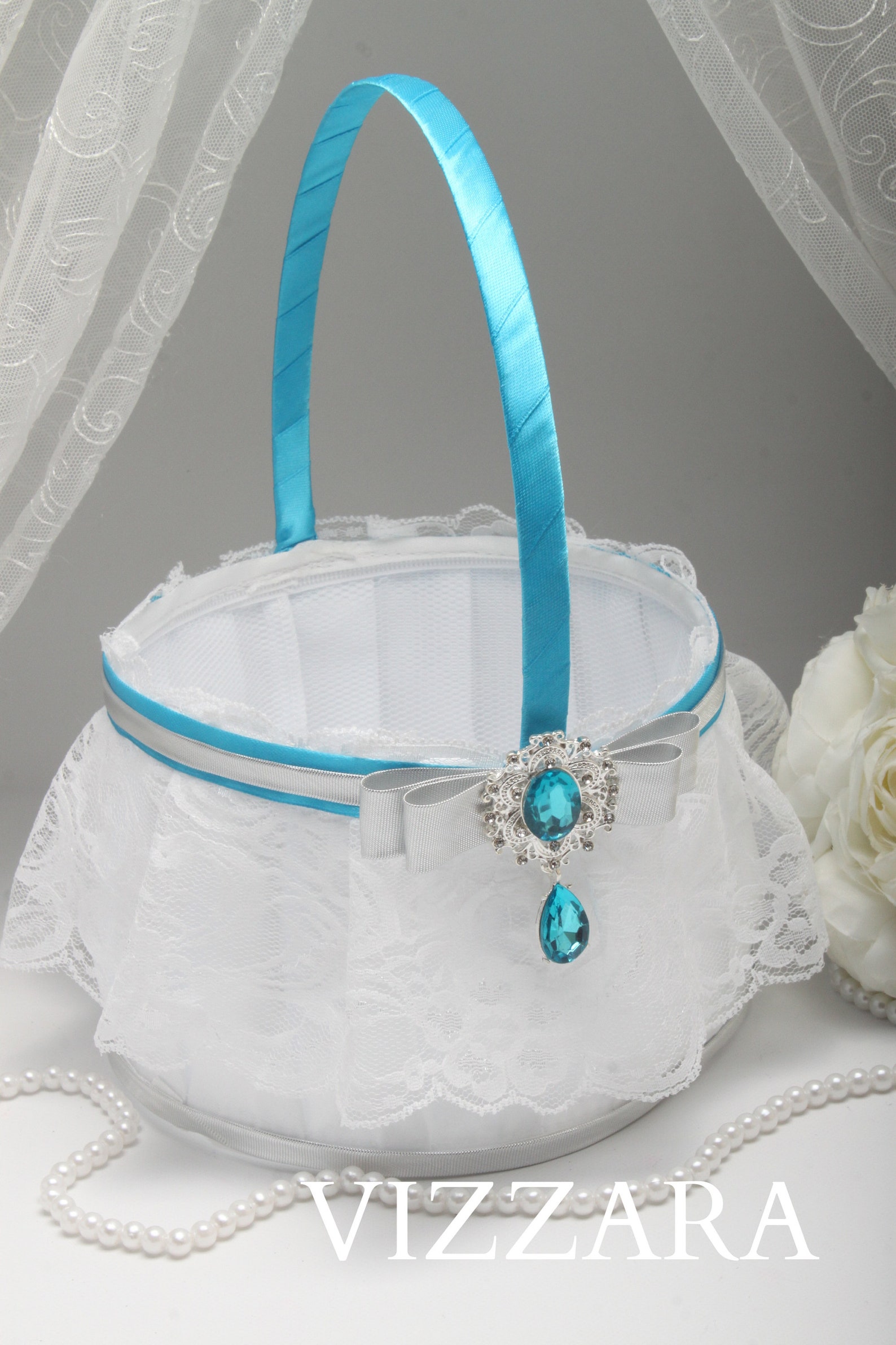 Flower girl baskets Turquoise wedding Flower girl baskets Etsy